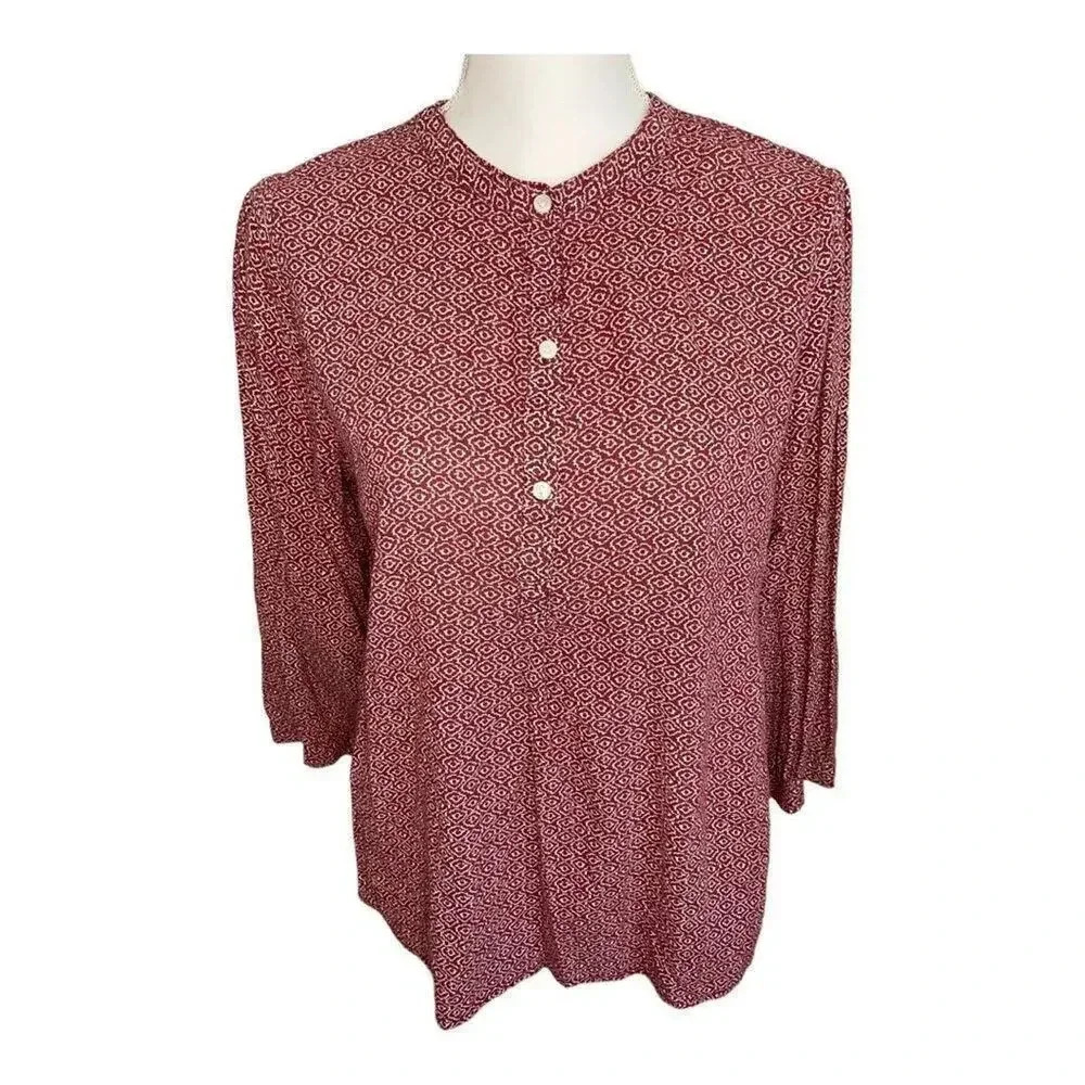 Old Navy Women’s Medium Red &‎ White Tunic Peasant Top